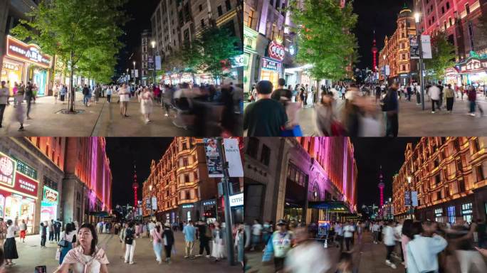 上海南京路步行街 4k 延时