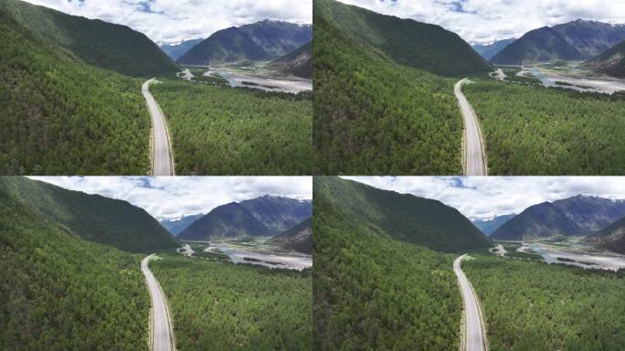 西藏林芝市尼洋河林拉高速公路自然风光航拍