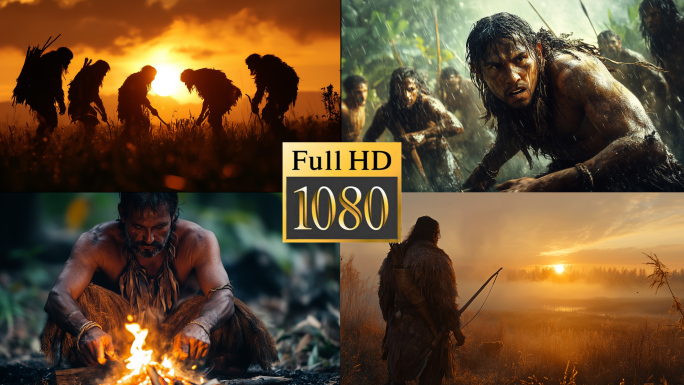 原始人狩猎生活 远古人原始人 古猿 猿人