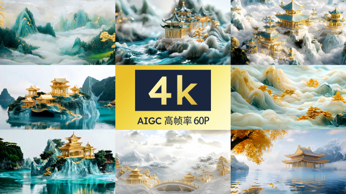 国风金镶玉山水古风三维场景合集