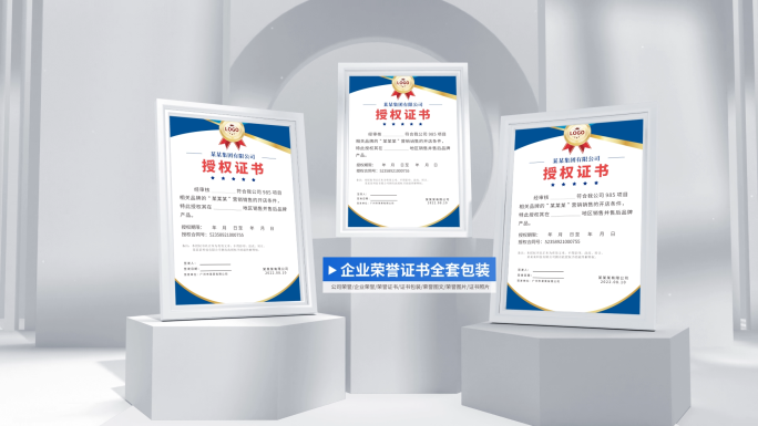 高端简洁大气专利荣誉证书包装展示ae模板