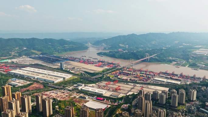 重庆 港口 集装箱 码头航拍 集运 中心