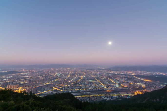 福州全景夜晚到白天延时光影变化