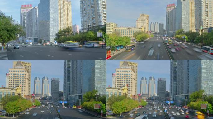 哈尔滨中山路延时车流早高峰