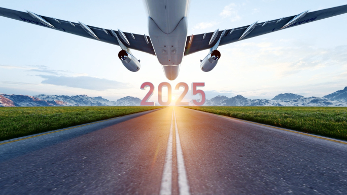 公路道路跑道飞机起飞飞向2025蛇年
