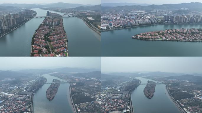 航拍韶关龙舟岛富人区别墅有钱人豪宅