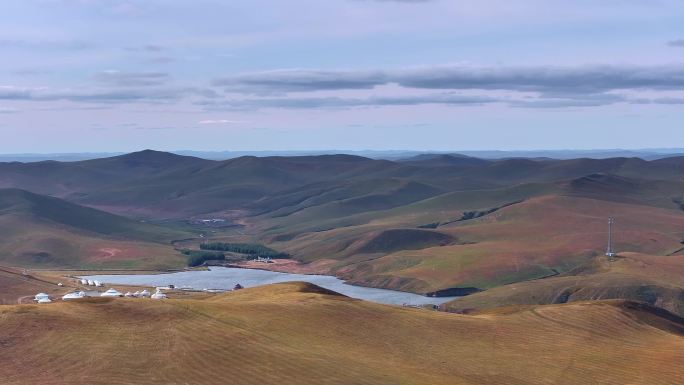 航拍内蒙古乌拉盖大草原