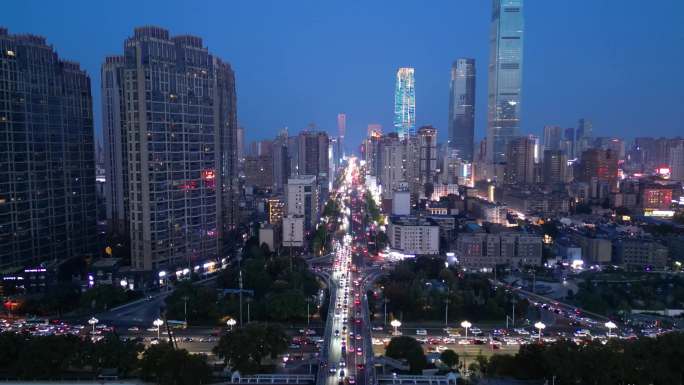 湖南长沙湘江夜景大气航拍4k