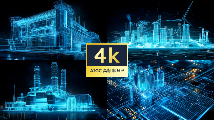 火力、风力、核能发电厂三维全息投影