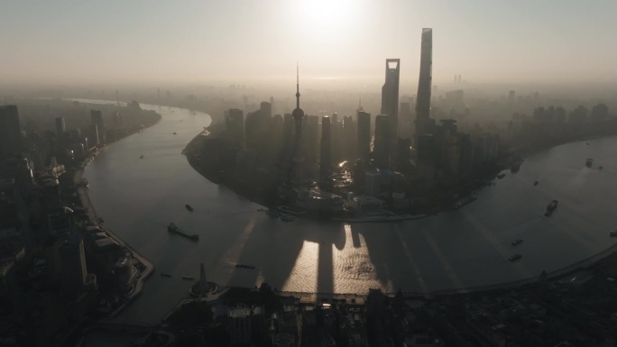 上海日出鸟瞰图