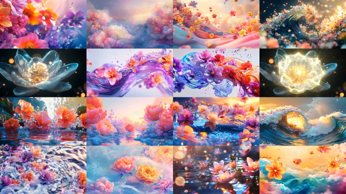 沉浸式花海背景梦幻糖果花海世界AIGC