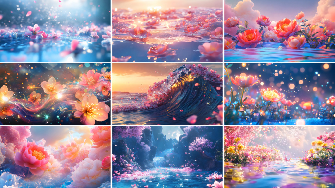 沉浸式花海背景梦幻糖果花海世界AIGC