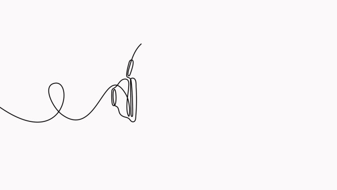 耳机连续线艺术动画。