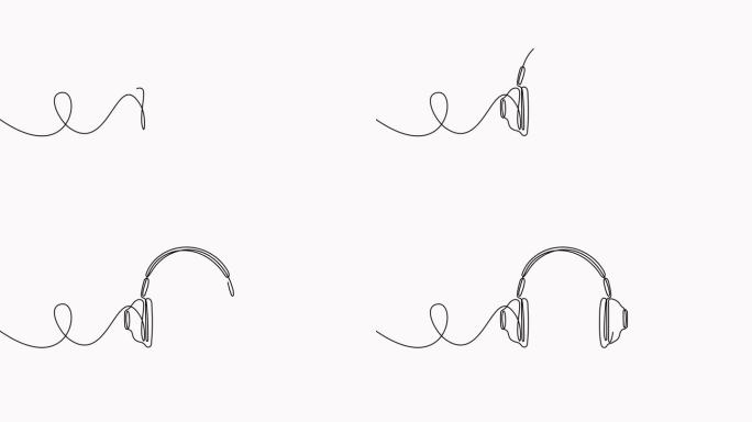 耳机连续线艺术动画。