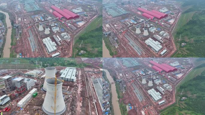 航拍四川在建钢铁工厂炼铁