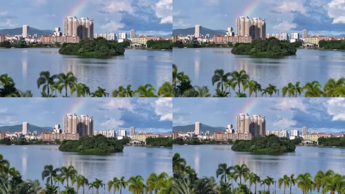 无人机飞入画面航拍城市美景