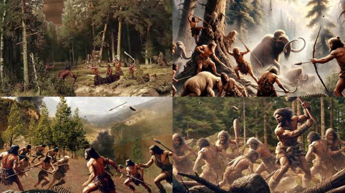 原始时期狩猎战争生活视频素材