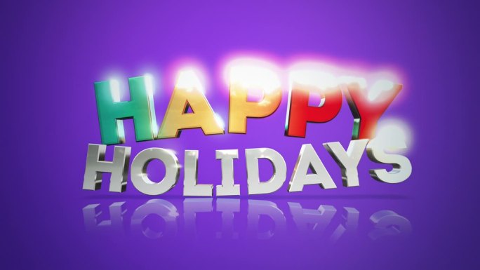 彩色3d节日快乐的文字反映出紫色的背景