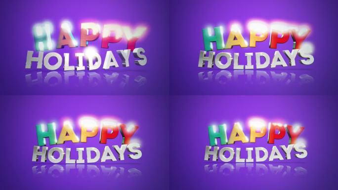 彩色3d节日快乐的文字反映出紫色的背景