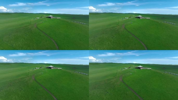 草原蓝天白云 草原天然牧场素材