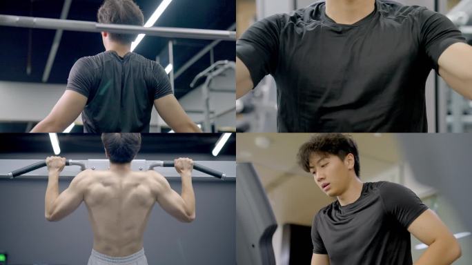 男子健身房努力健身