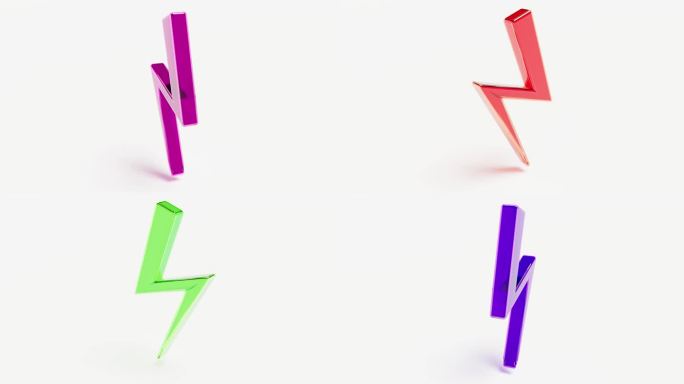 3D变色玻璃闪电上的白色，能够循环