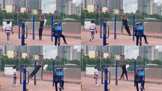 健身器材锻炼的人们及大神1