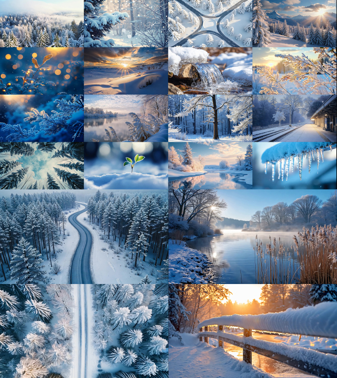 唯美冬天雪景4K【原创可商用】