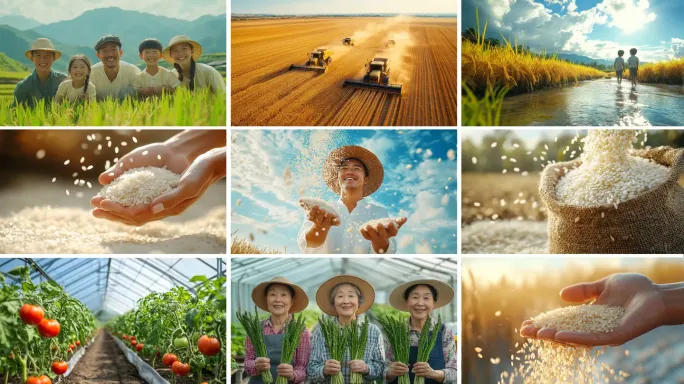 乡村振兴农业农民丰收的喜悦幸福 生活