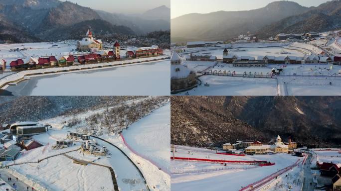 西岭雪山映雪湖雪景