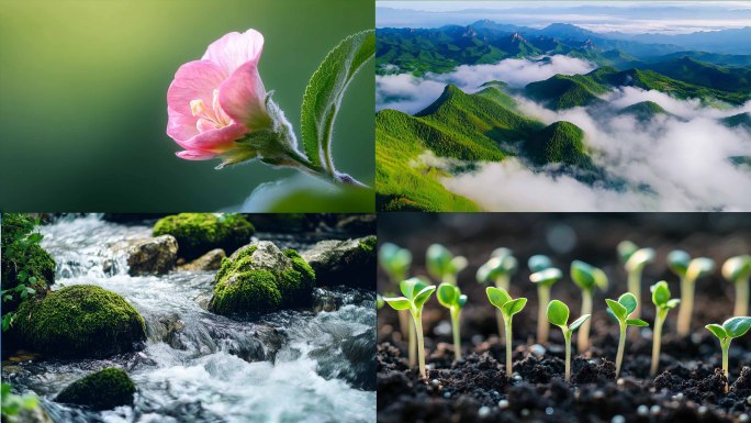 原始森林航拍中国花开延时发芽自然生态环境