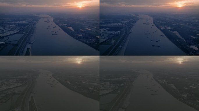 大美珠江清晨航拍4k