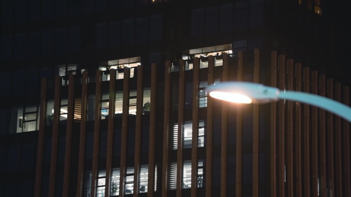 办公楼夜景 路灯 下班 夜间写字楼 加班