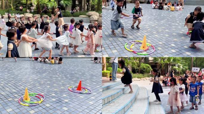 幼儿园老师和小朋友庆国庆活动