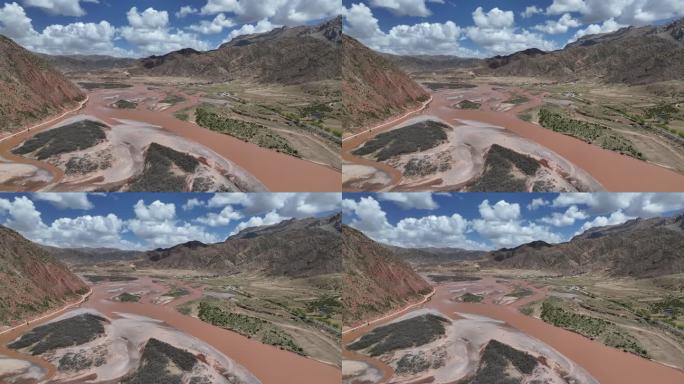 青海玉树囊谦县扎曲航拍自然风光