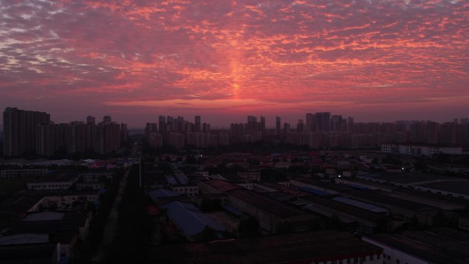 清晨城市航拍4k