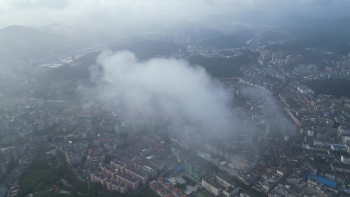 山区小县城大景航拍