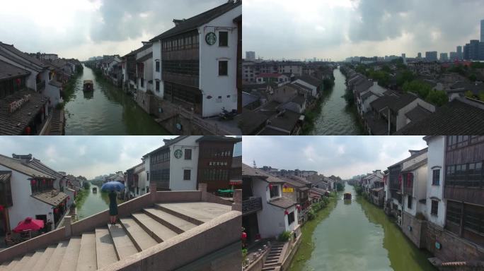 无锡 古镇 航拍 街道 水街