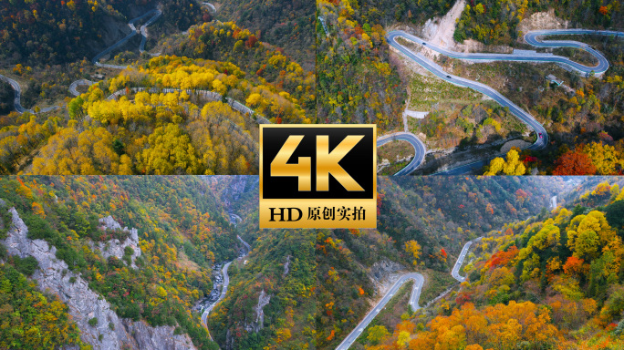 山路 盘山公路 乡村道路 秋天红叶彩林