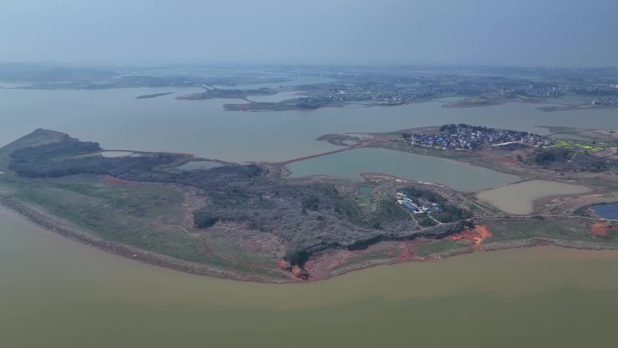 上饶市鄱阳县长山岛鄱阳湖湿地航拍自然风光