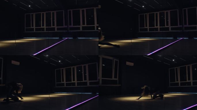 年轻女子穿着性感的衣服在镜子前跳舞，胶片颗粒，4k