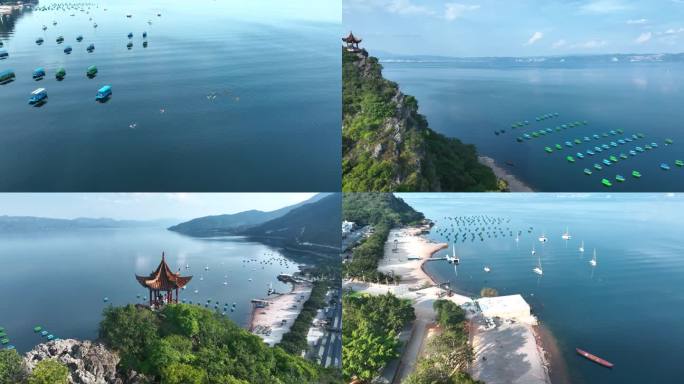 澄江抚仙湖禄充风景区4k航拍