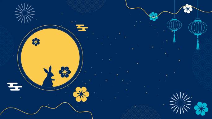 循环动态扁平化中秋背景视频