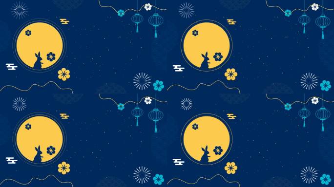 循环动态扁平化中秋背景视频