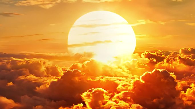 太阳升起云浪翻滚云雾