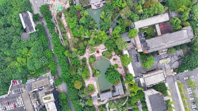 什邡市留春园航拍素材