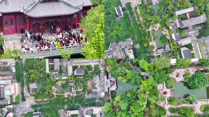 什邡市留春园航拍素材