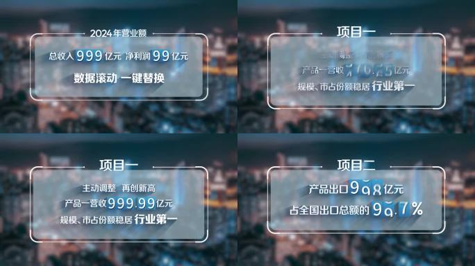企业数据框数字展示（带通道）