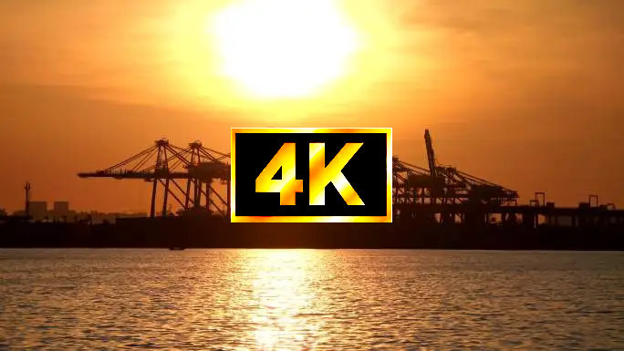 海口港集装箱码头日落