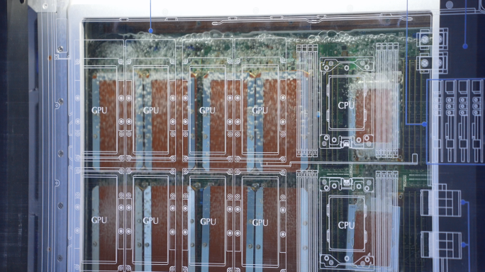 智能算力中心机房浸没式服务器液冷机柜空镜